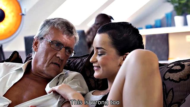 DADDY4K. Forbidden sex of guy and sons girlfriend ends with facial