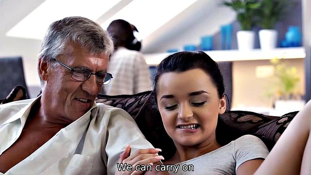 DADDY4K. Forbidden sex of guy and sons girlfriend ends with facial