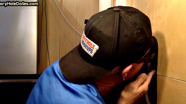 Real cum addict sucks black cock in gloryhole at home