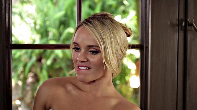 Busty bathing girlfriend drilled from behind in duo