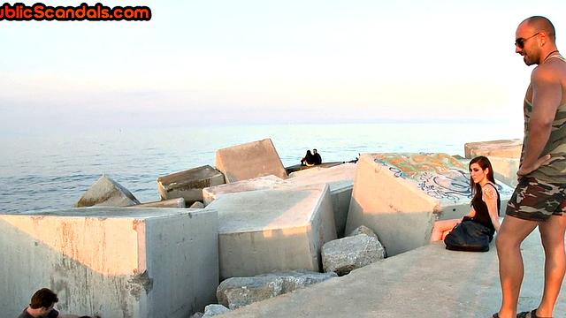 Real public anal deepthroats hard cock outdoor