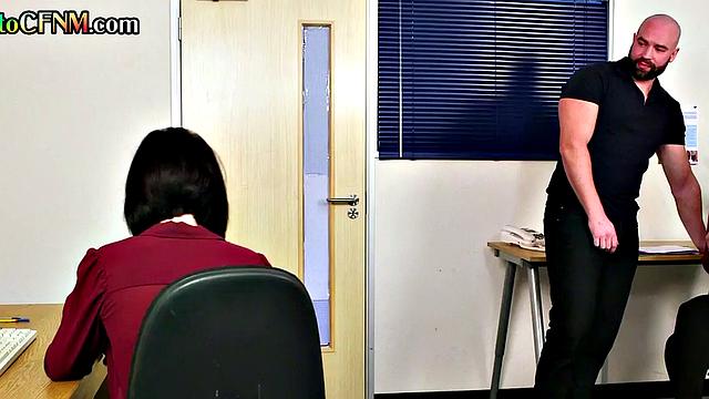 CFNM amateur office ladies give group blowjob