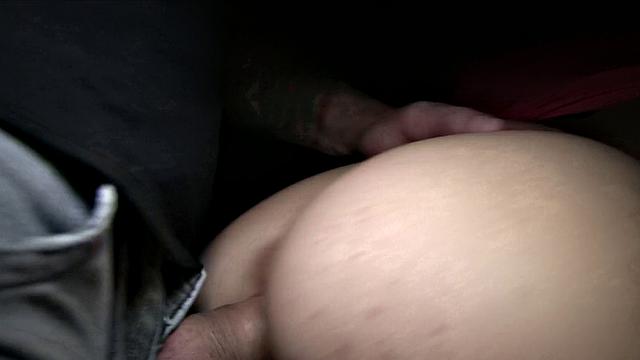 Sexy glasses babe fucks on public stairwell