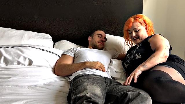 BBW lady sucks dick before cumshot on her big titties