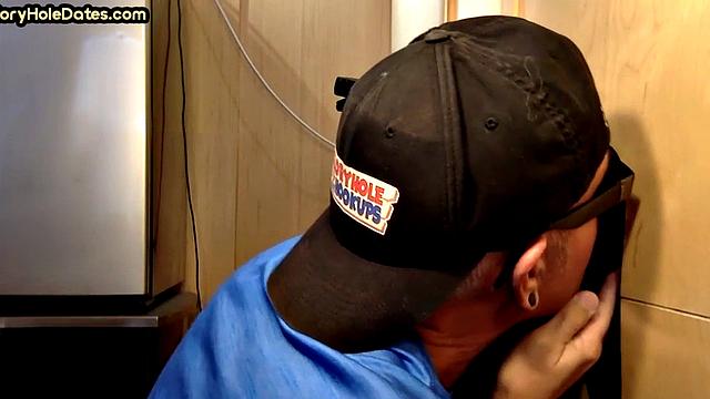 Greedy gloryhole DILF sucks black cock till cum in mouth