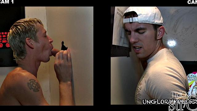 Real straight dude gloryhole sucked by gay until cumshot