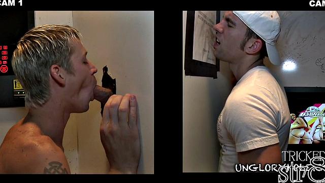 Real straight dude gloryhole sucked by gay until cumshot