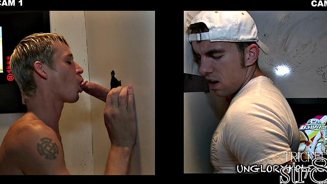 Real straight dude gloryhole sucked by gay until cumshot