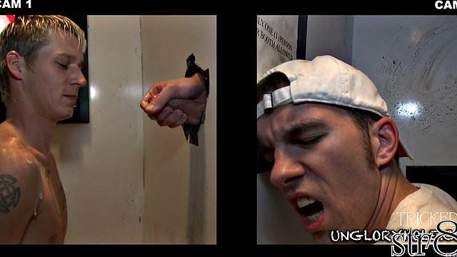 Real straight dude gloryhole sucked by gay until cumshot