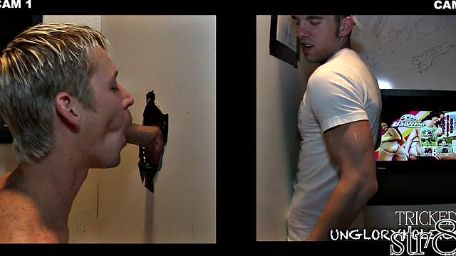 Real straight dude gloryhole sucked by gay until cumshot