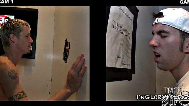 Real straight dude gloryhole sucked by gay until cumshot