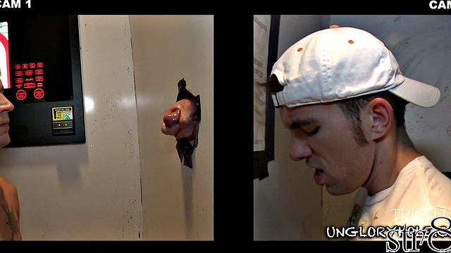 Real straight dude gloryhole sucked by gay until cumshot