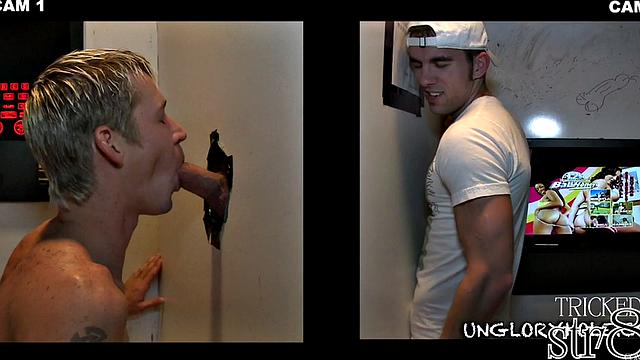 Real straight dude gloryhole sucked by gay until cumshot