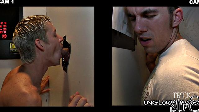 Real straight dude gloryhole sucked by gay until cumshot