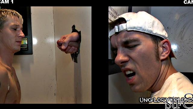 Real straight dude gloryhole sucked by gay until cumshot