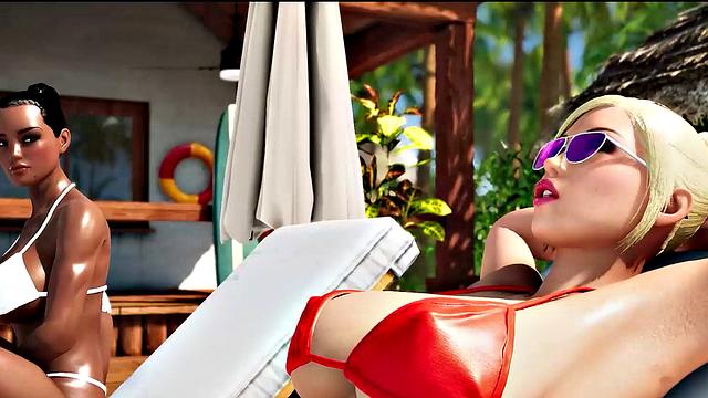 Futa3dX - Hot Babe Gets Fucked By 2 Big Dicked Futa Hotties