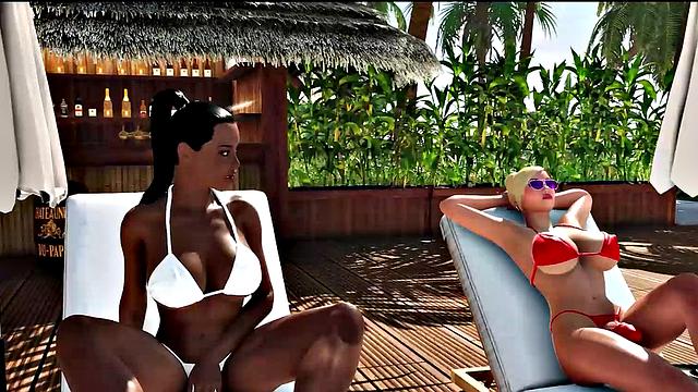 Futa3dX - Hot Babe Gets Fucked By 2 Big Dicked Futa Hotties