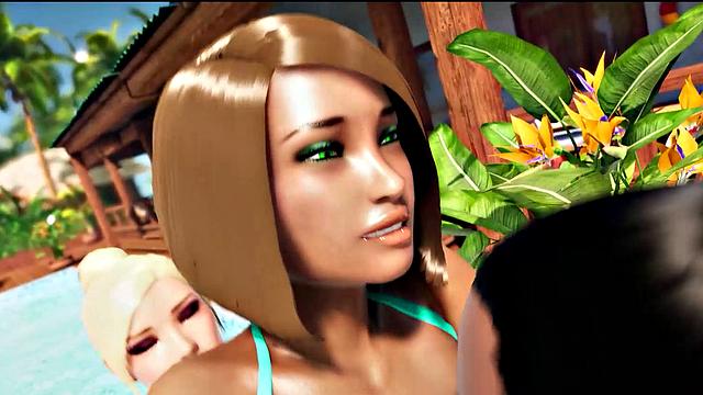 Futa3dX - Hot Babe Gets Fucked By 2 Big Dicked Futa Hotties