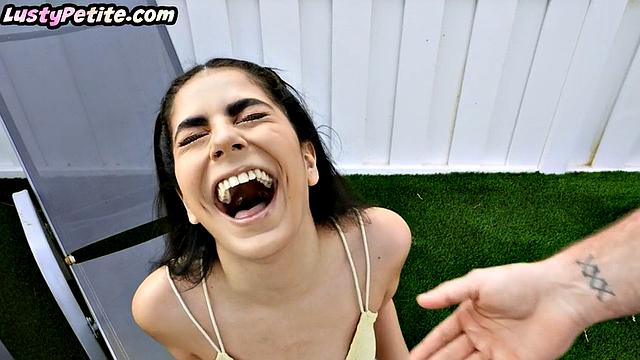 Tiny petite babe gets her pussy smashed by BF