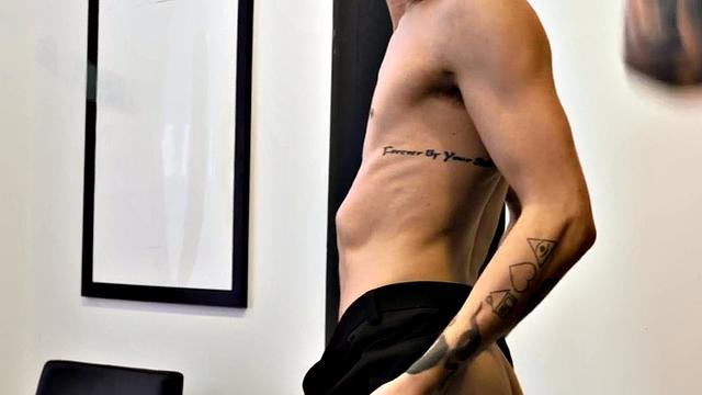 Bisexual inked babe licked and fucked in uniform 3way