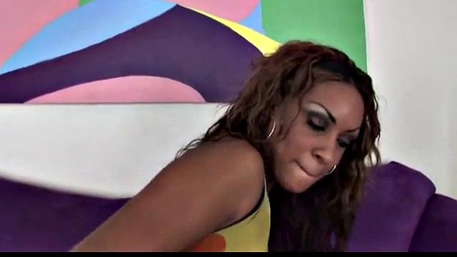 Ebony slut drenched in cum facial