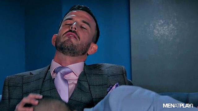 rugged mafiosi studs in sharp suits trade deep kisses and hard fucks in a high-stakes office encounter