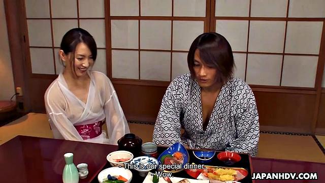 Hitomi Hayama spread open and licked in her see-through kimono