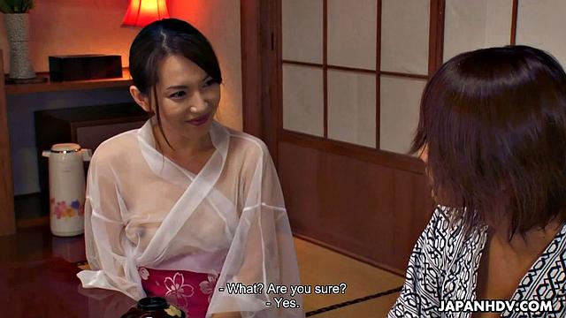 Hitomi Hayama spread open and licked in her see-through kimono