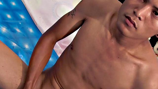 Amateur twinks wank cock and cum in solo action