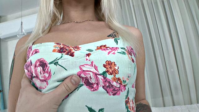 Sweet blonde blows cock