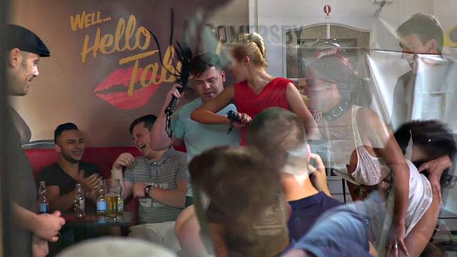 Public sluts fucked and facialized in whipping orgy