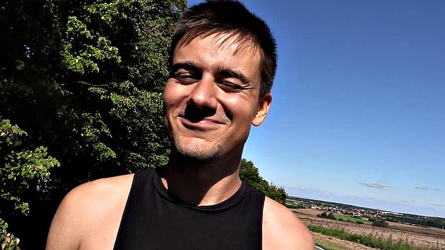 Real pulled dude sucks cock and gets assfucked outdoor