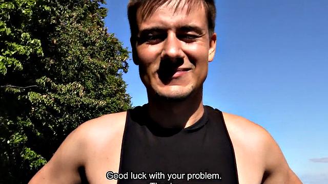 Real pulled dude sucks cock and gets assfucked outdoor