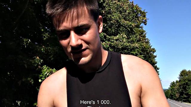 Real pulled dude sucks cock and gets assfucked outdoor