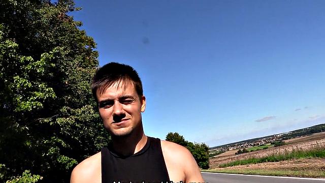 Real pulled dude sucks cock and gets assfucked outdoor