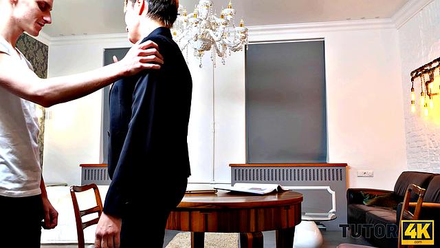 TUTOR4K. Guy steals tutor's glasses and seduces mature woman