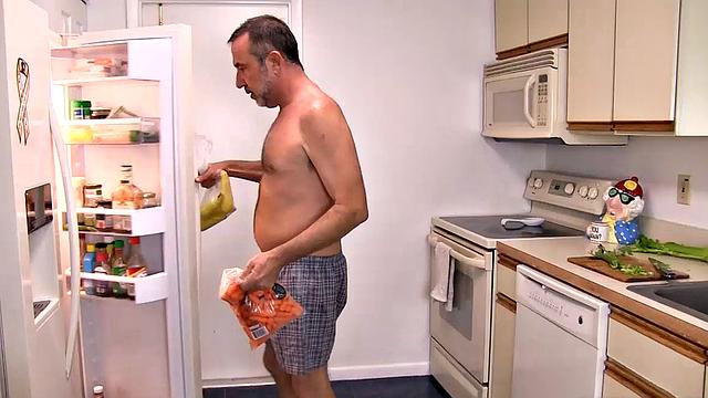 Ethan Palmer invites his buddy Danny over to have dinner with him and Victor. While Victor is making dinner, Danny enjoys going for Ethan's cock under the kitchen counter.