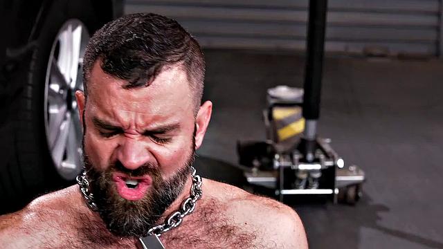 Car mechanics fisted in extreme fisting 3some by stud