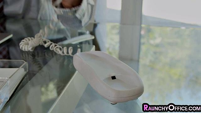 Big-booty secretary bending for boss