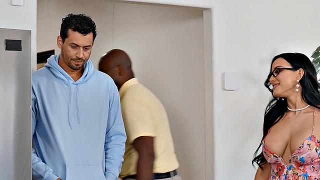 Big-titted MILF sharing cock in 3some with cute babe