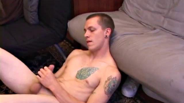 Shane slips out of his clothes and begins massaging his stiff cock. Along the way, he gives us a nice view of his butt hole and eats some of his pre-cum. After some stroking, Shane spurts out a geyser of fresh warm cum.