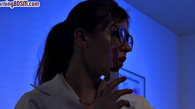 Sub anal nurse with ballgagged mouth rough by patient