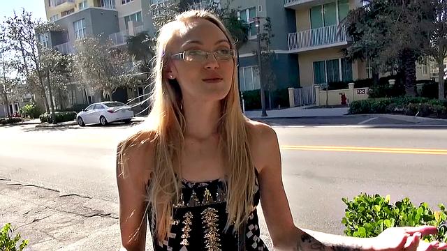 Get ready to swallow as this tattooed babe takes it all outside