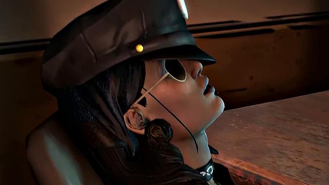 две футанари-полицейские - блондинка и брюнетка - жадно трахаются с огромным членом