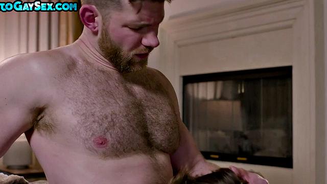 Rimjob jock with hairy chest enjoys anal with blowjob stud