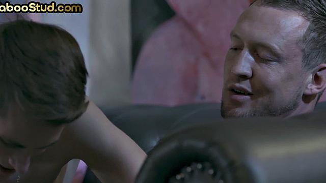 Taboo skinny twink bareback fucked by stepdad's cock