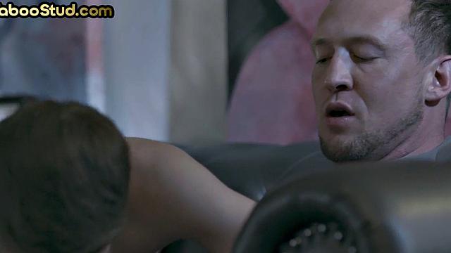 Taboo skinny twink bareback fucked by stepdad's cock