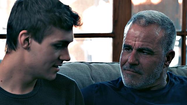 Stepdad barebacks stepson's tattooed BF in taboo 3some