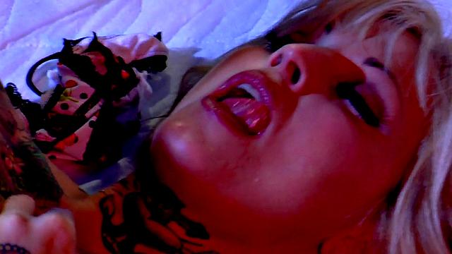 Solo MILF with big tits uses fingers for masturbating