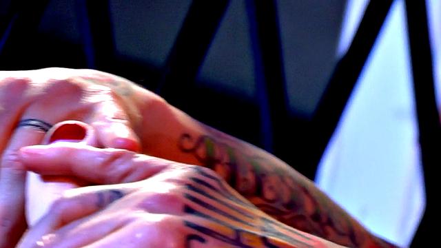 Solo MILF with big tits uses fingers for masturbating